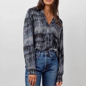 Rails Hunter Black Tie Dye Long Sleeve Button Up Shirt Women’s Size Large